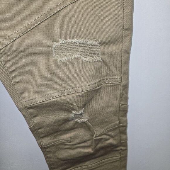 Copper Rivet Khaki Distressed Slim Fit Men's Ripped Jeans Size 34 x 34 (C26) - Picture 4 of 9